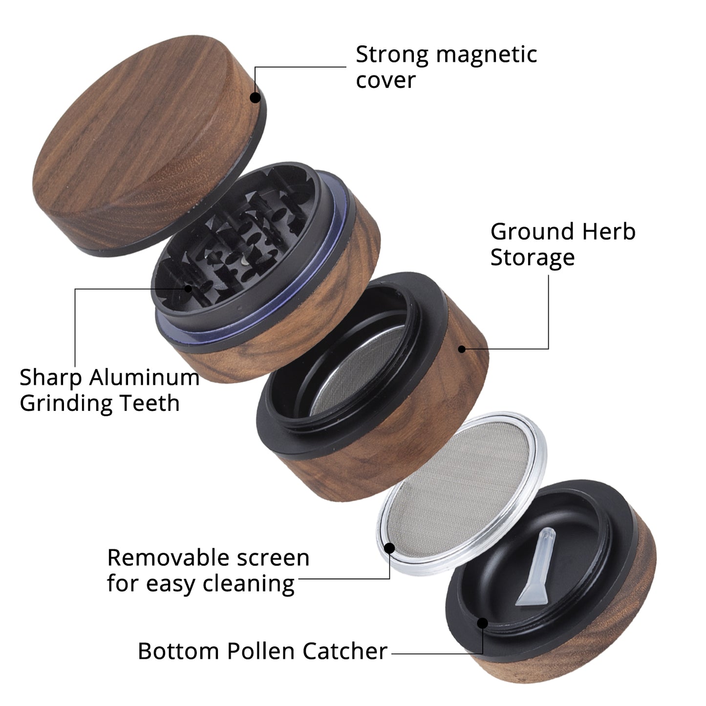 Wooden Herb Grinder 2.5 inch