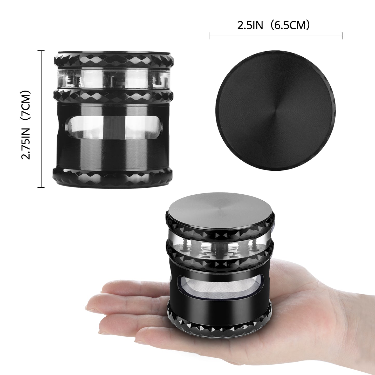 Herb Spice Grinder - 2.5 inch Transparent